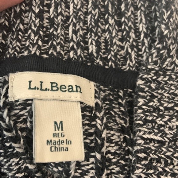 L.L Bean size women’s medium cable knit cotton sweater gray ragg sweater - Picture 5 of 7